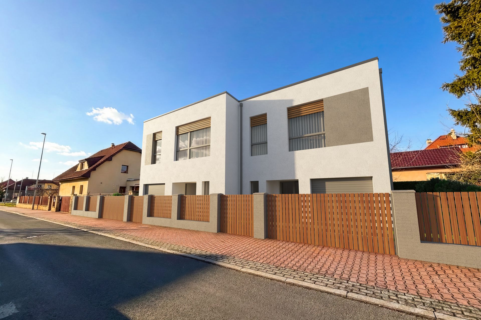 Projekt se stavebním povolením - výstavba dvojdomu - Praha 14 - Hloubětín